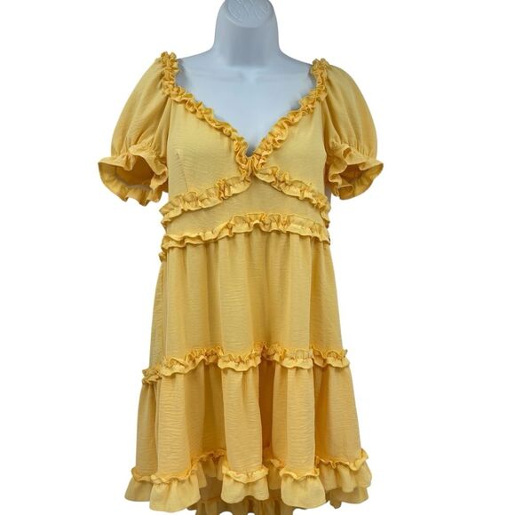 Blashe Butter Yellow Ruffle Dress Sz. XL - Picture 3 of 9